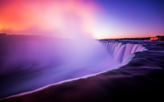 Waterfall rainbow sky mountains city free wallpaper - medium preview image
