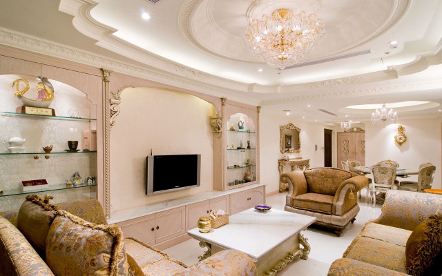 Rococo digital livingroom chandelier couch free wallpaper - medium preview image