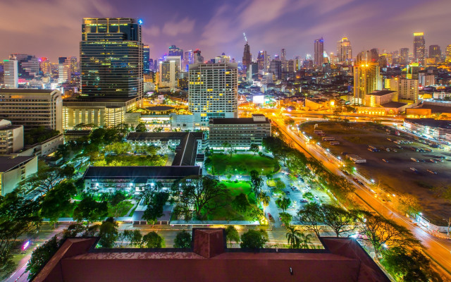 City skyline night traffic bridge free wallpaper - medium preview image