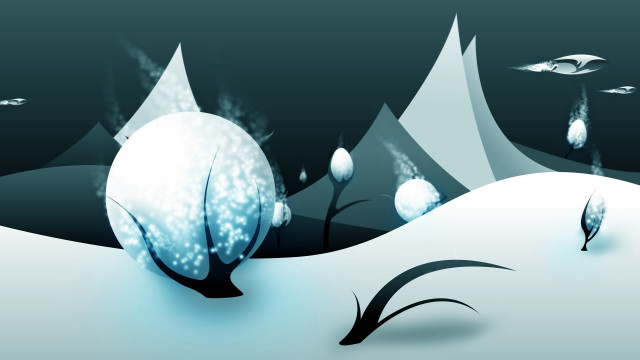 Snowy landscape trees moon night free wallpaper - medium preview image