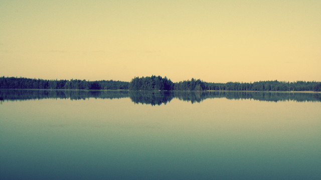 Lake trees sky clouds matte free wallpaper - medium preview image