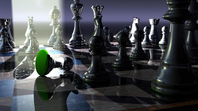 Large chessboard green pawn raytraced free wallpaper - medium preview image