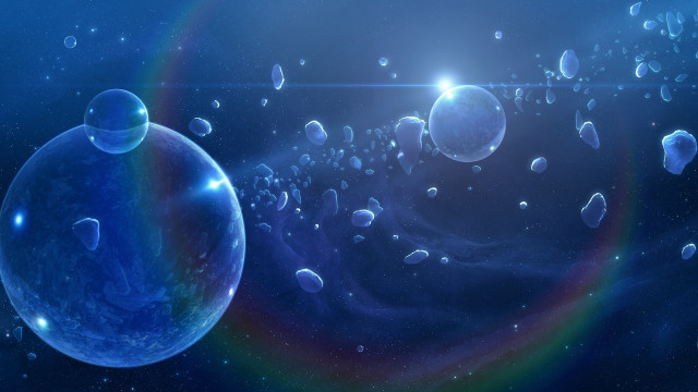 Bubbles rainbow astronaut fireworks milkyway free wallpaper - medium preview image