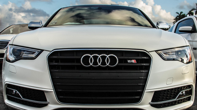 White car parking lot clouds free wallpaper - medium preview image