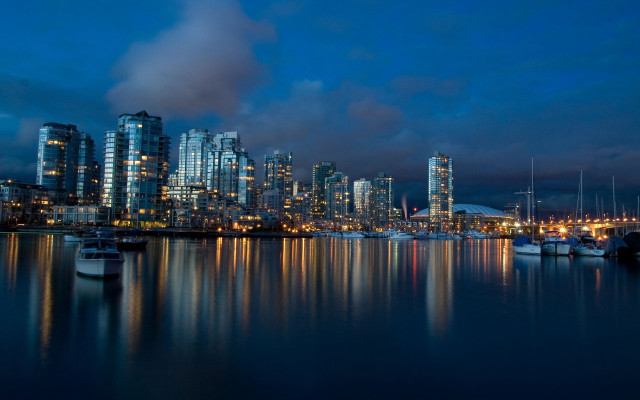 Vancouver night cityscape bridge ferris free wallpaper - medium preview image