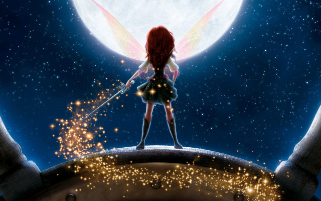 Fairy moon stars cityscape fireworks free wallpaper - medium preview image