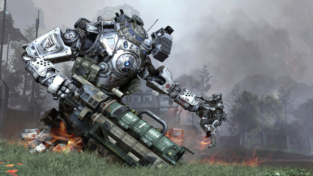 Robot grass fire mecha city free wallpaper - medium preview image