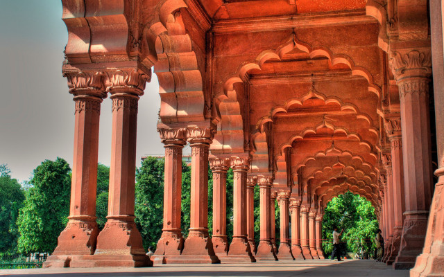 Park architecture pillars symmetry shrine free wallpaper - medium preview image