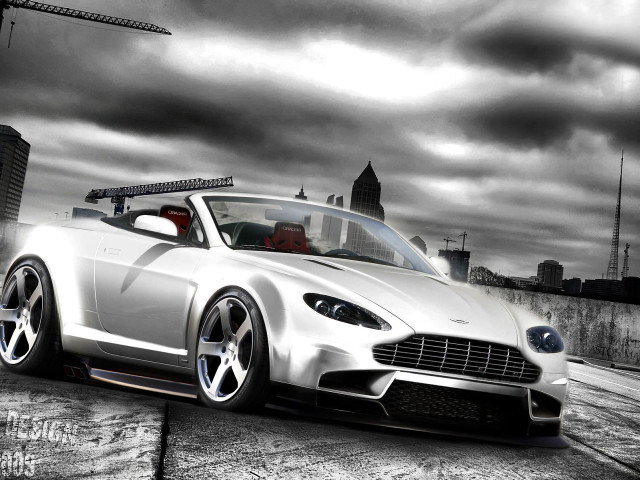 White sports car city skyline #4 free wallpaper - medium preview image