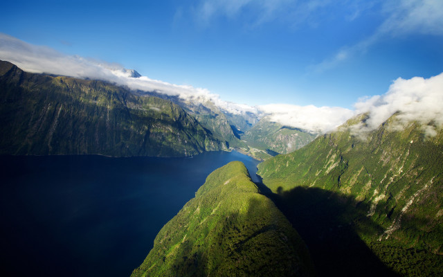 Mountain range lake clouds zenith free wallpaper - medium preview image