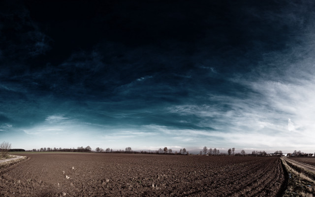 Large field clouds road city free wallpaper - medium preview image