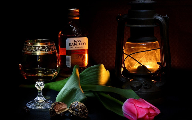 Wine glass flower candle stilllife free wallpaper - medium preview image