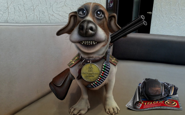 Dog gun medal table chips free wallpaper - medium preview image