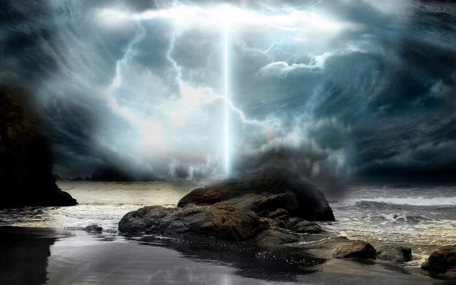 Cross storm sky water rocks free wallpaper - medium preview image