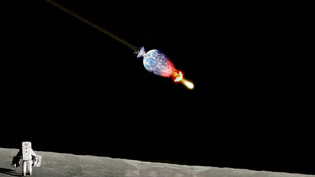 Moon man colorful object shuttle free wallpaper - medium preview image