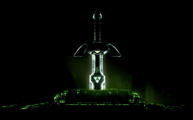 Sword lit green light dark free wallpaper - medium preview image