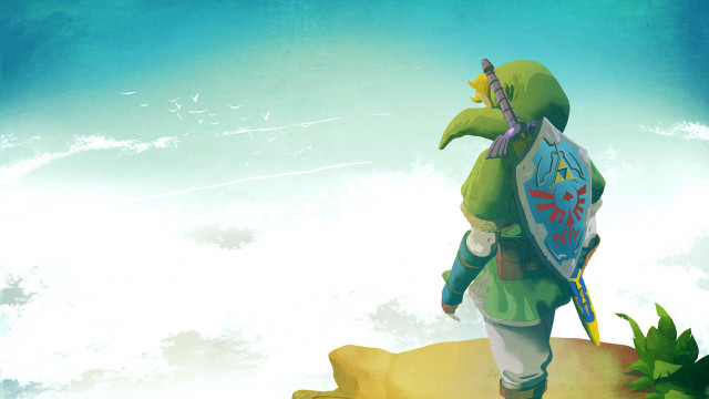 Man green outfit shield sword free wallpaper - medium preview image