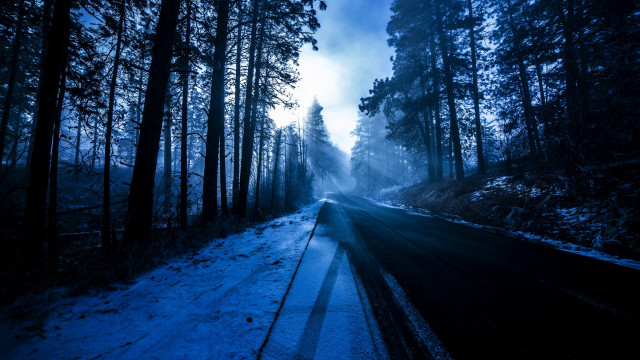 Snowy forest road matte painting #2 free wallpaper - medium preview image