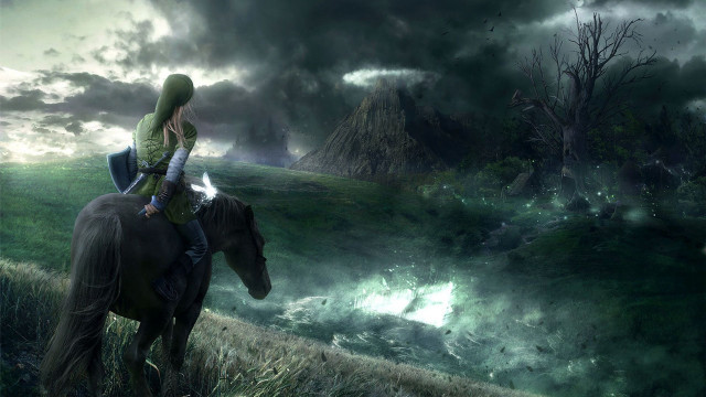 Woman riding horse dark sky free wallpaper - medium preview image