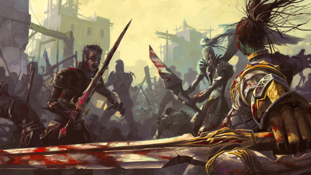 Battle armor group swords spear free wallpaper - medium preview image