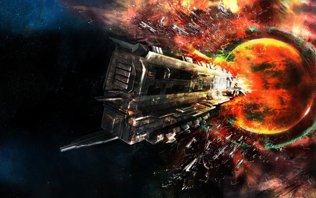 Space station explosion star aurora free wallpaper - medium preview image