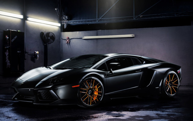 Black sports car orange wheels #3 free wallpaper - medium preview image
