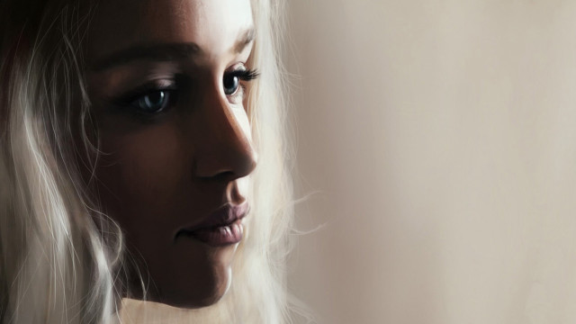 White haired woman window blue free wallpaper for desktop - medium preview image