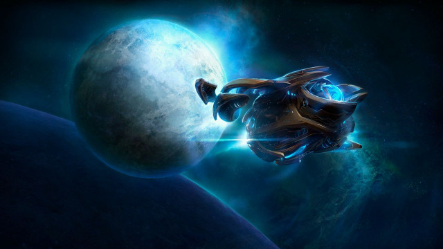 Space ship moon planet aurora free wallpaper - medium preview image