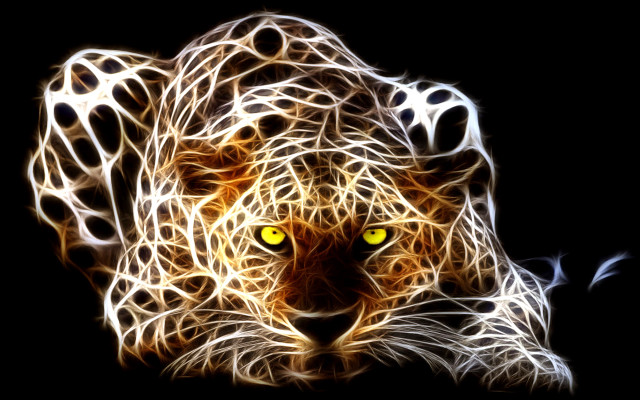 Psychedelic tiger digital painting yellow free wallpaper - medium preview image