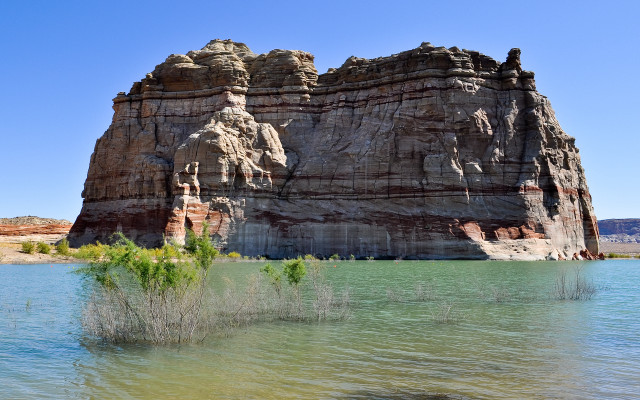 Rock formation lake plants bridge free wallpaper - medium preview image