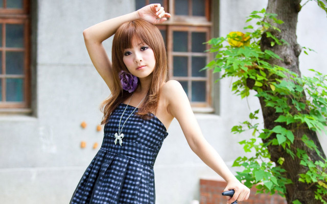 Gothic blue dress bicycle flower free wallpaper - medium preview image