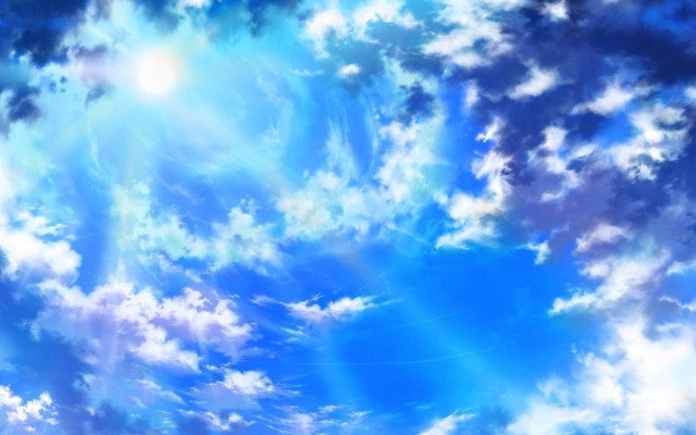 Blue sky clouds sun plane free wallpaper - medium preview image