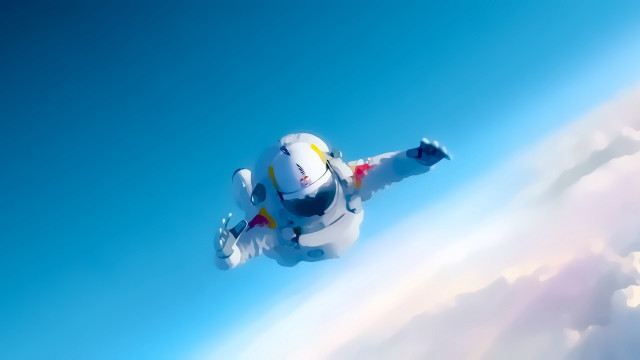 White airplane blue sky clouds free wallpaper - medium preview image