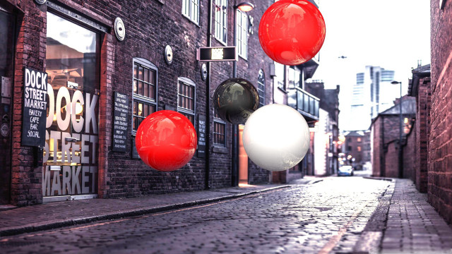 Balloons street architecture moon japanese free wallpaper - medium preview image