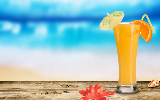 Orange juice beach umbrella shell free wallpaper - medium preview image