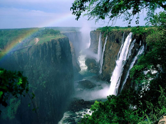 Rainbow waterfall jungle africa nature #5 free wallpaper for desktop - medium preview image