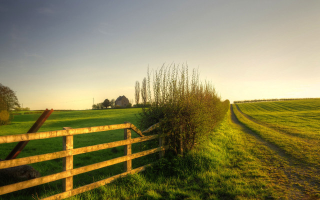 Wooden fence grassy field barn #2 free wallpaper - medium preview image