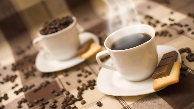Coffee cookie scattered beans spoon free wallpaper - medium preview image