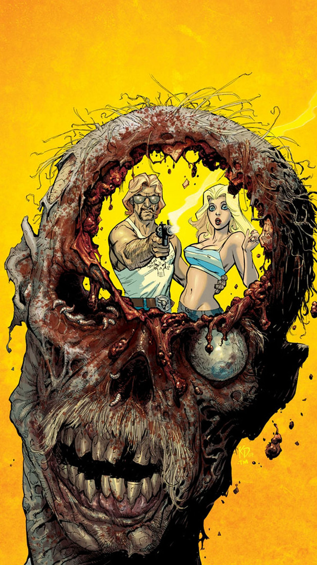 Zombie woman head man center free wallpaper - medium preview image