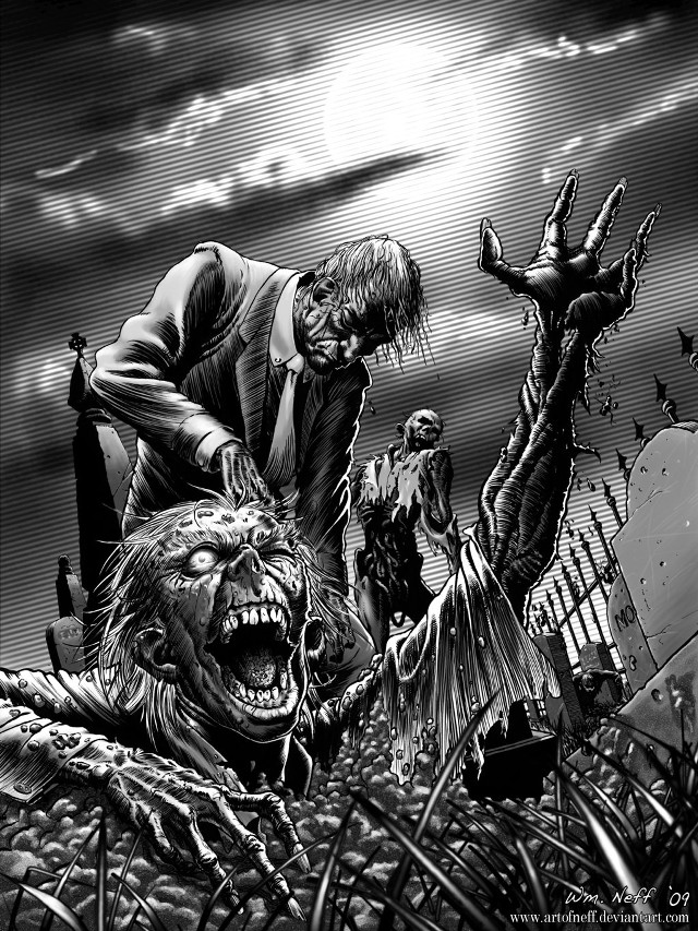 Man dog graveyard full moon free wallpaper - medium preview image