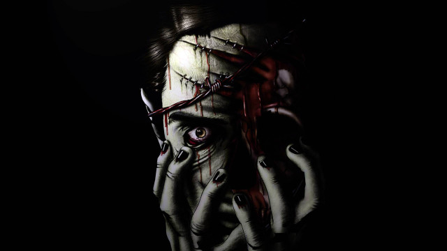 Creepy person blood knife dark free wallpaper - medium preview image