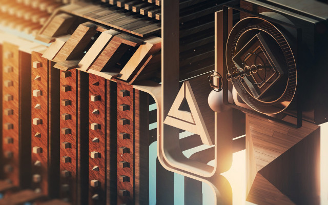 Clock wood metal geometric abstract free wallpaper - medium preview image