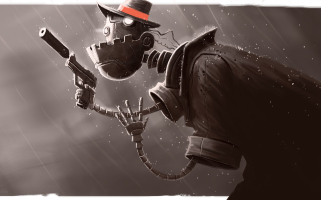 Man gas mask rain red free wallpaper - medium preview image