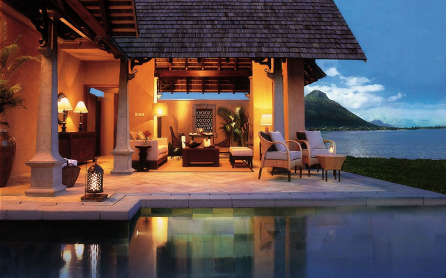 Luxury house pool patio ocean free wallpaper - medium preview image