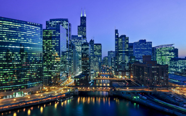 City skyline bridge river night #14 free wallpaper - medium preview image