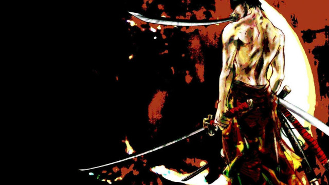 Zoro samurai ember flame sword free wallpaper - medium preview image