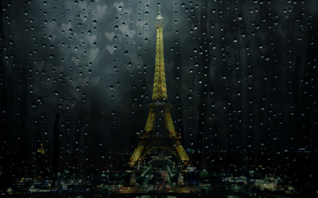 Eiffel tower rainy window impressionism free wallpaper - medium preview image