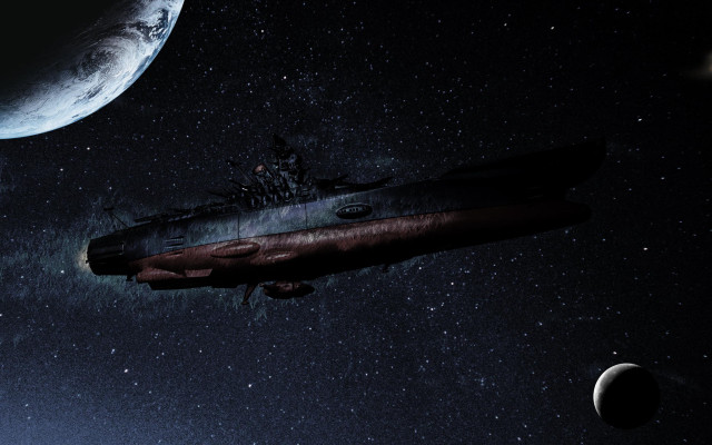 Space ship moon sky aurora free wallpaper - medium preview image