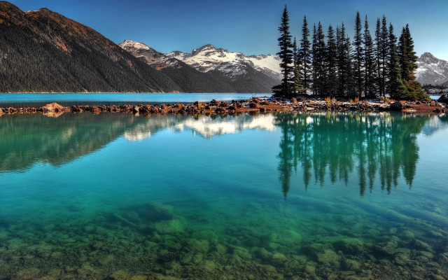 Lake mountains trees sky clouds #7 free wallpaper - medium preview image