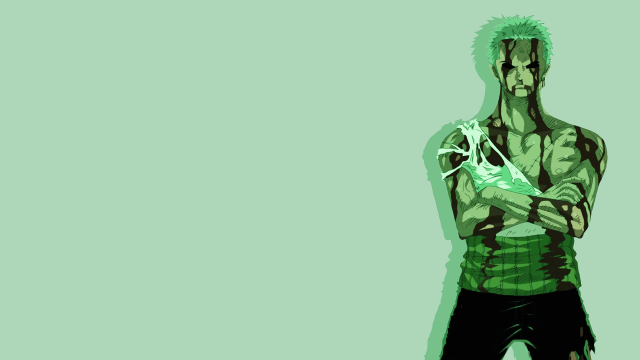 Green haired muscular man holding free wallpaper - medium preview image